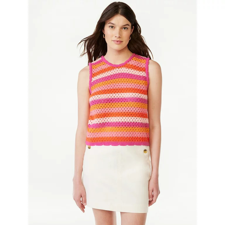 Free Assembly Women's Sleeveless Crochet Sweater Top, Sizes XS-XXL | Walmart (US)
