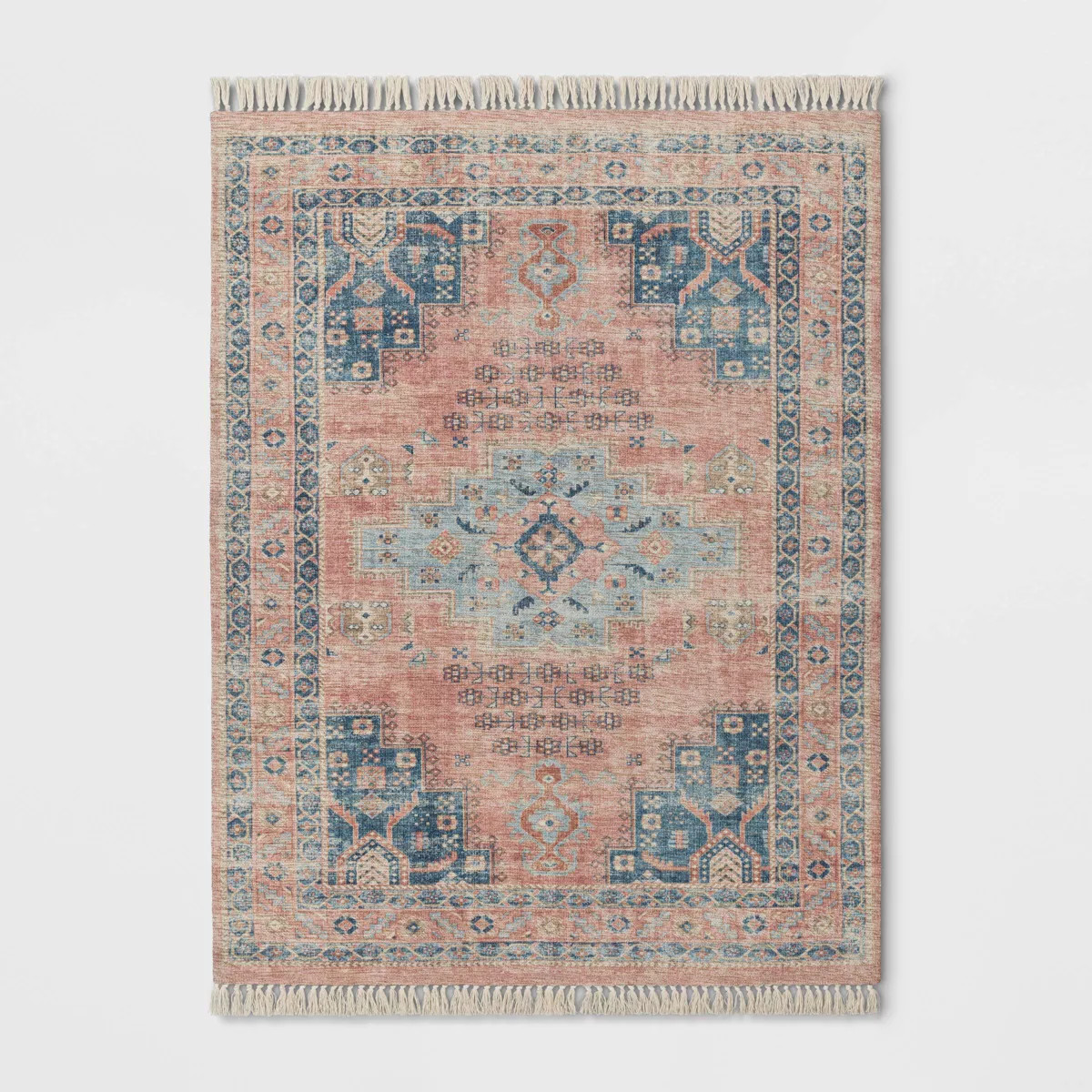 5'x7' Washable Fringed Medallion Area Rug Rust - Threshold™ | Target