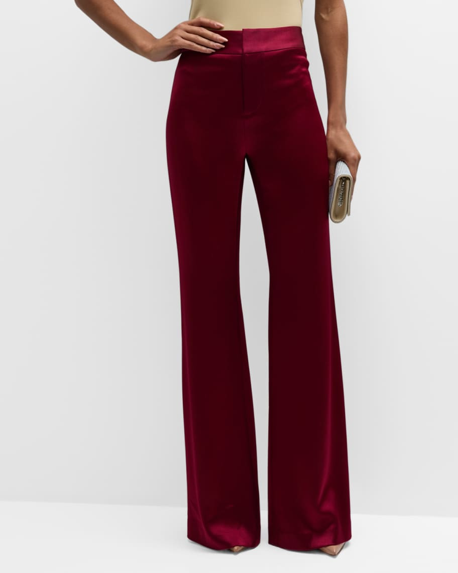 Deanna High-Waisted Bootcut Satin Pants | Neiman Marcus