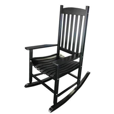 Mainstays Outdoor Wooden Porch Rocking Chair, Black Color | Walmart (US)