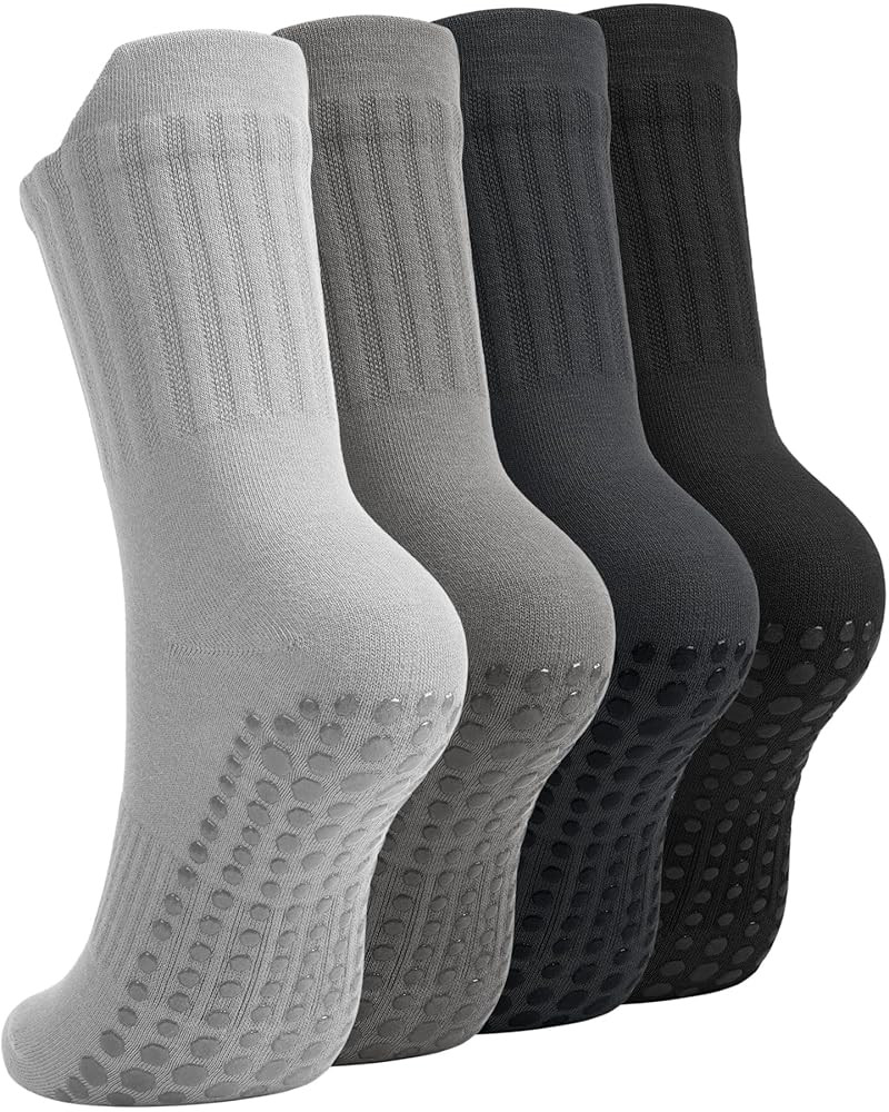ACTINPUT Unisex Pilates Grip Socks for Women Men, Non Slip Grippy Socks for Yoga Barre Hospital W... | Amazon (US)