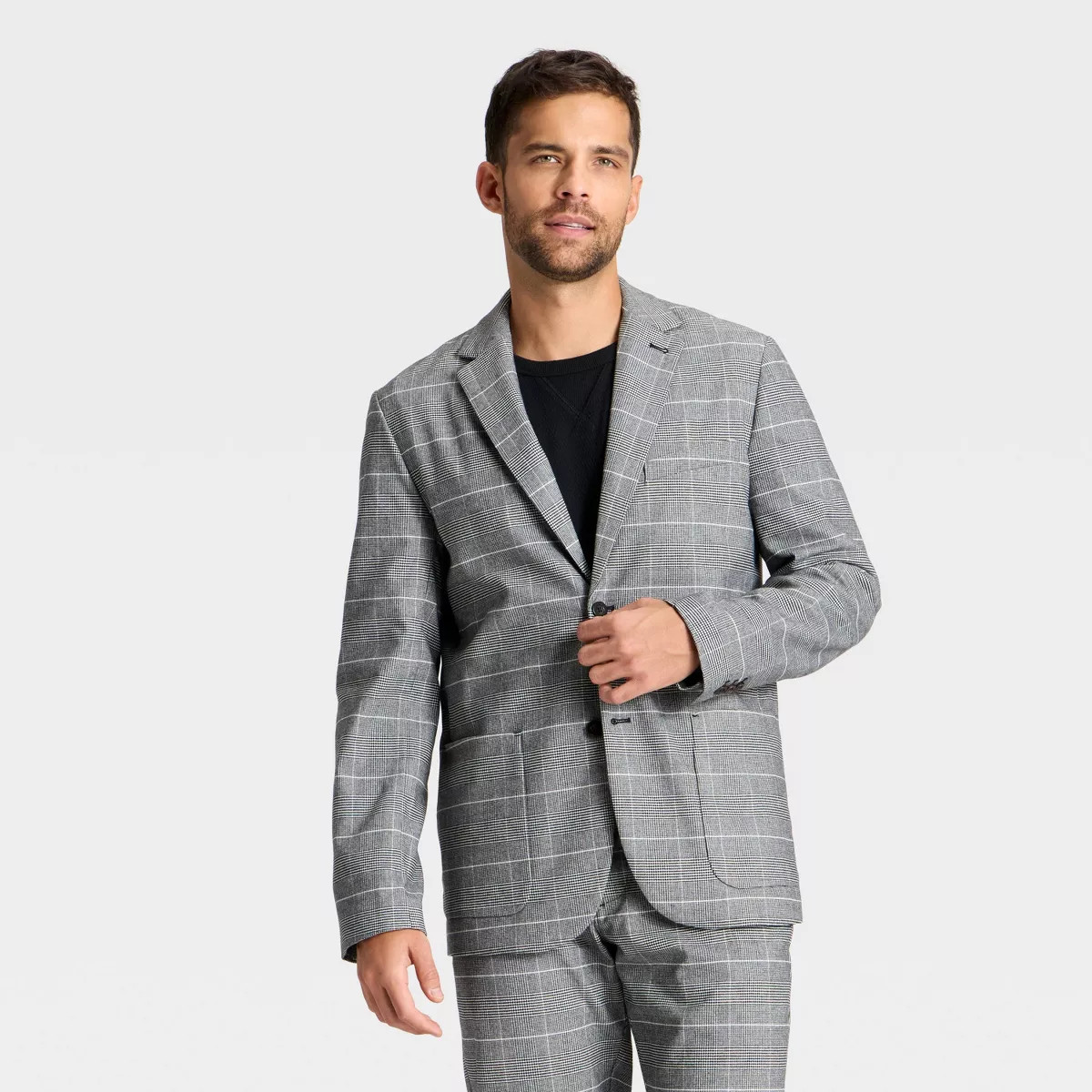 Houston White Men's Houndstooth Glen Plaid Blazer - Black XL | Target
