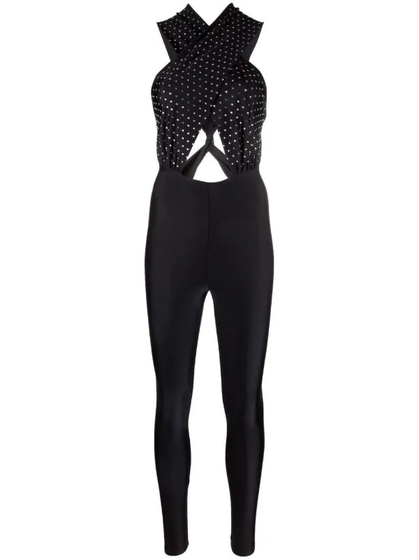 rhinestone-embellished crossover jumpsuit | Farfetch Global
