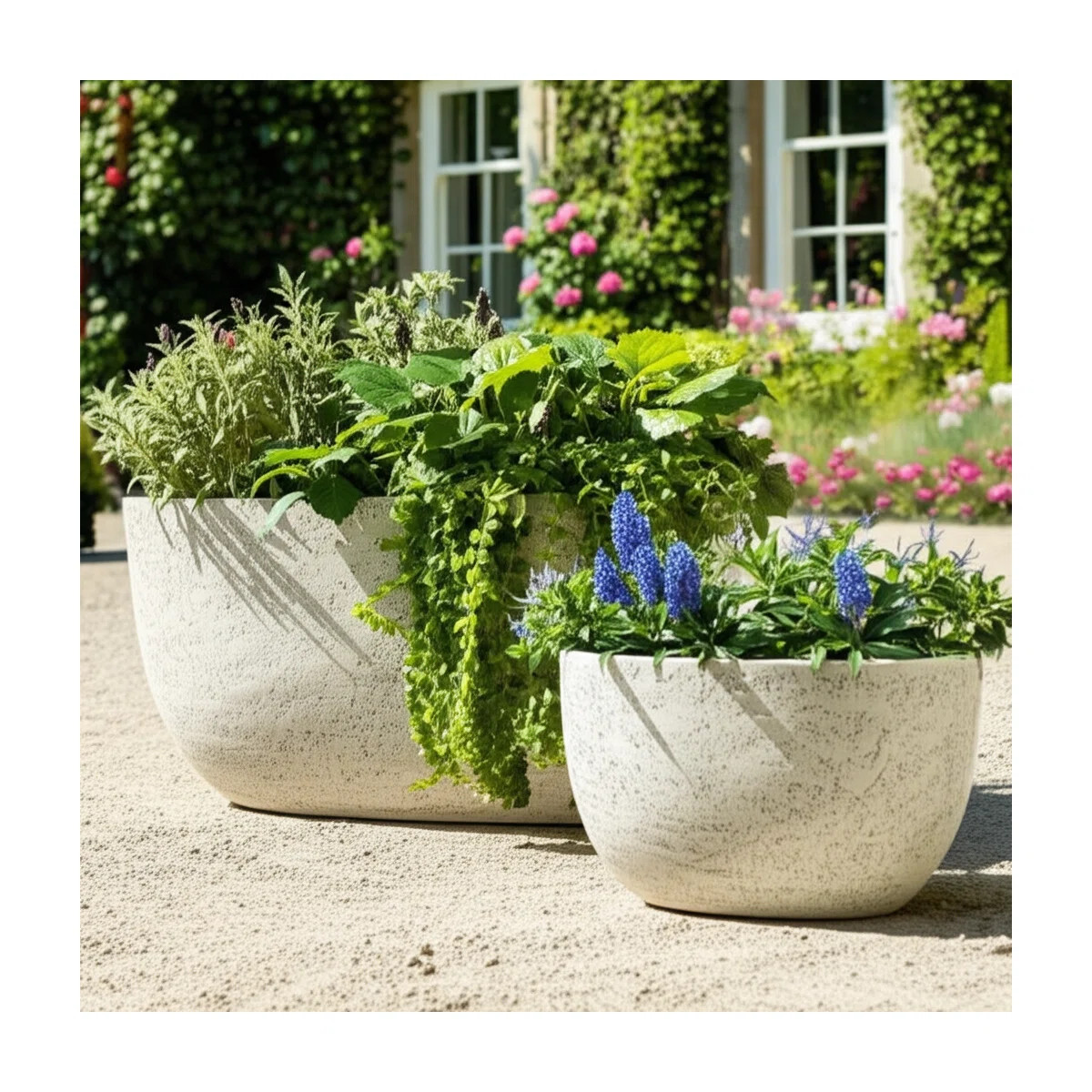 Weeda Oval Planter Set Polyresin Textured Indoor/Outdoor Use Home & Garden Decor Set Of 2 - 12", ... | Wayfair North America