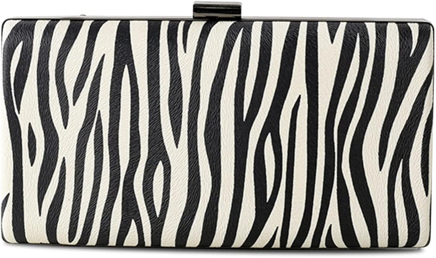 Women Clutch Bag Zebra Print Evening Bag PU Leather Handbag Shoulder Bag with Chain | Amazon (US)