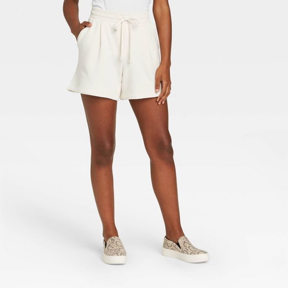 Women's High-Rise Tie Waist Knit Lounge Shorts - A New Day™ | Target