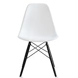 2xhome Mid Century Modern Dining Side Chair with Black Wood Legs, White | Amazon (US)