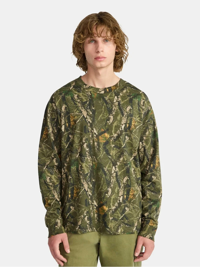 No Boundaries Cotton Oversized Tee with Long Sleeves, Men's & Big Men's | Walmart (US)