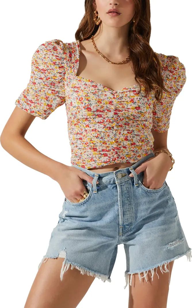 Floral Pintuck Pleated Crop Top | Nordstrom