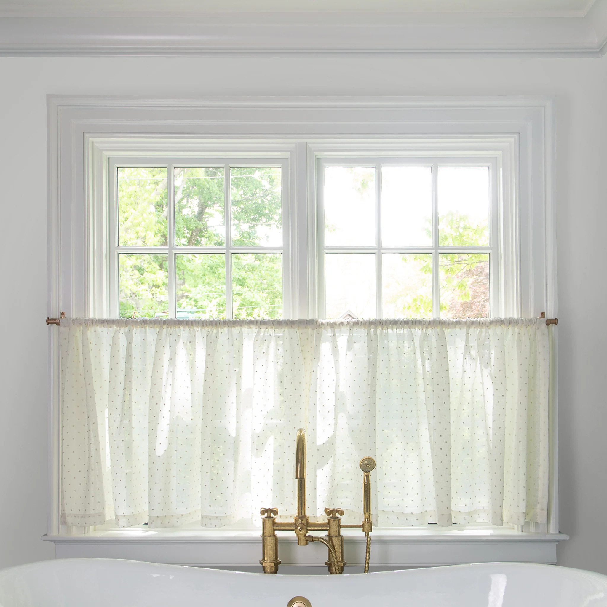 Cafe Curtain: Eloise Flour, White & Polka Dots - Pepper Home | Pepper