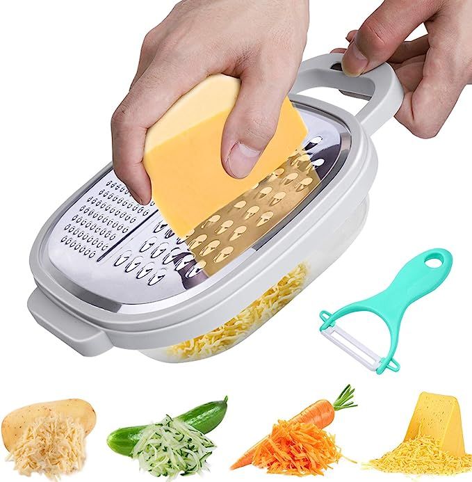 Cheese Grater Easy to Use Graters for Kitchen Cheese Grater With Container And Lid For Cheese, Ve... | Amazon (US)