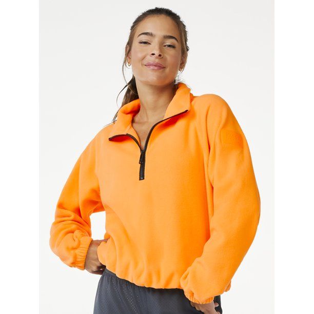 Love & Sports Women's Fleece Cropped Quarter Zip Pullover | Walmart (US)