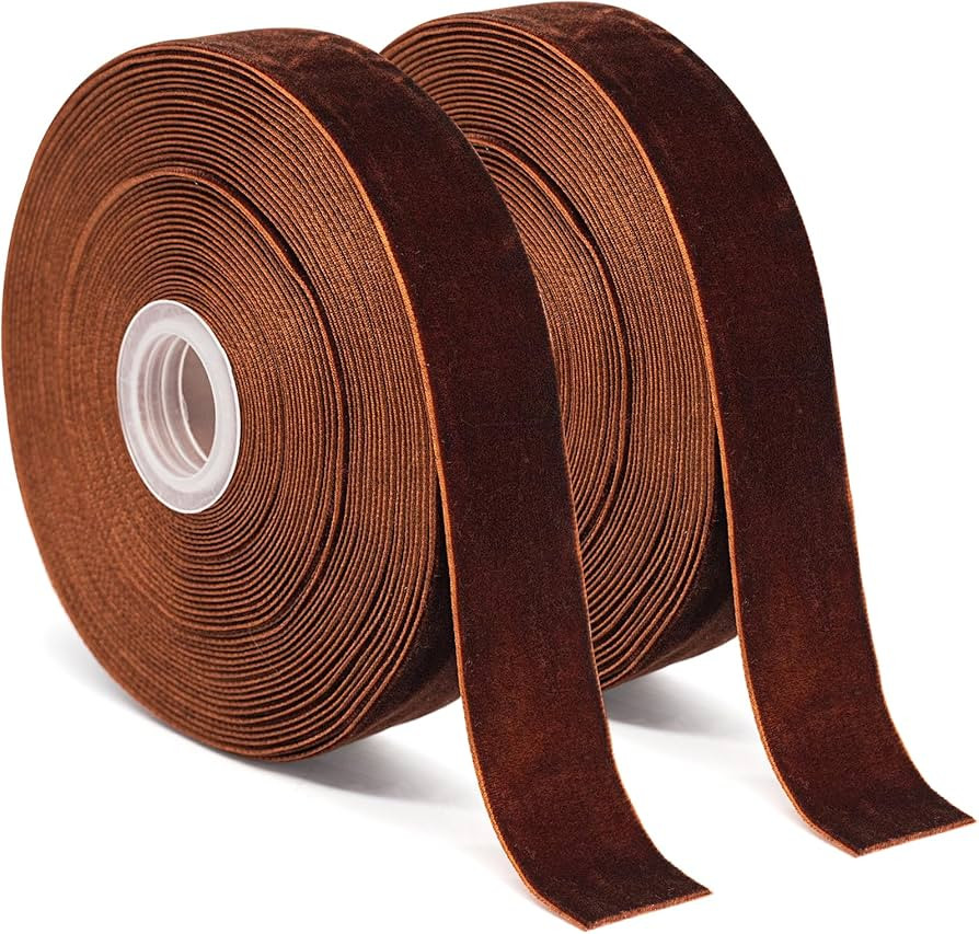 Coffee Velvet Ribbon, 1” × 20Yards (2 Rolls, 10Yards/Rolls) for Gift Wrapping, Flower Bouquet,... | Amazon (US)
