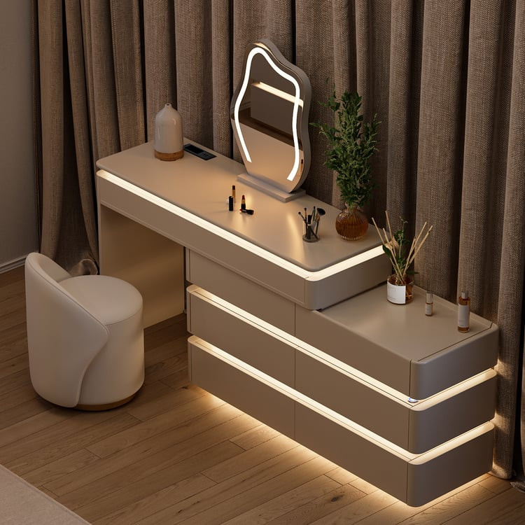 Lumio 47" Smart Makeup Vanity Retractable  Dressing Table with Mirror & Lights | Homary