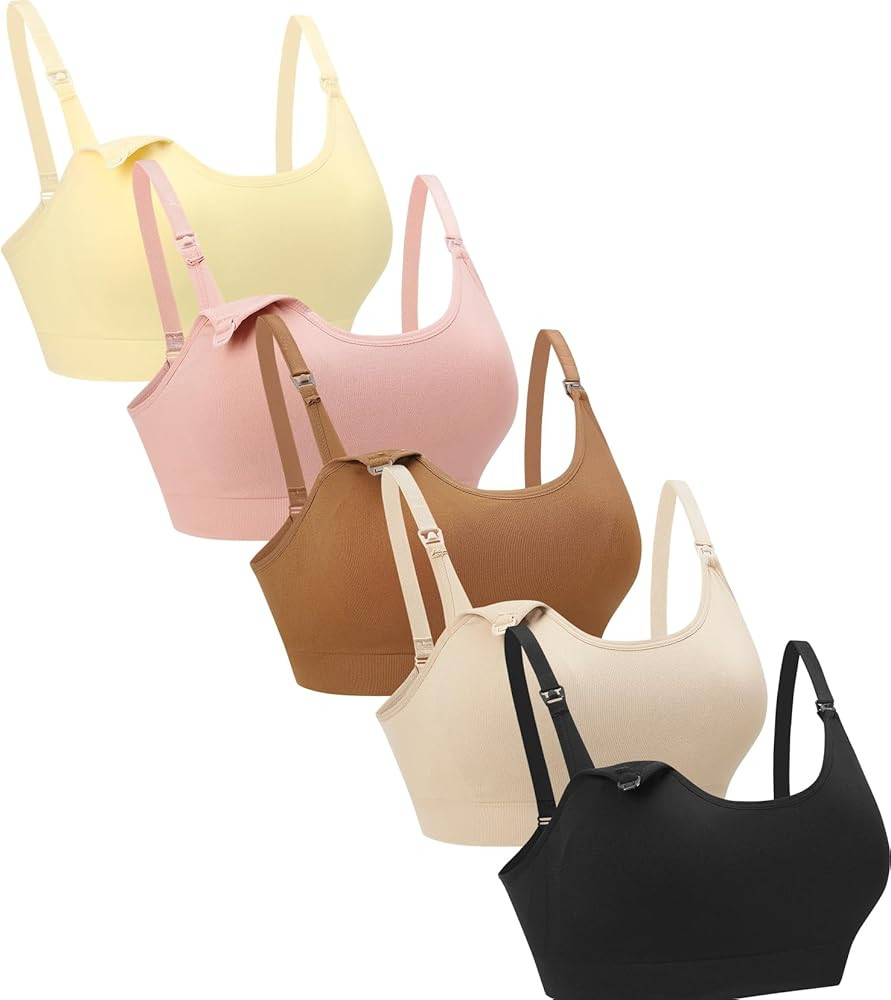 Suekaphin 5Pack Seamless Nursing Bra Women Maternity Breastfeeding Pregnancy Support Full Coverag... | Amazon (US)
