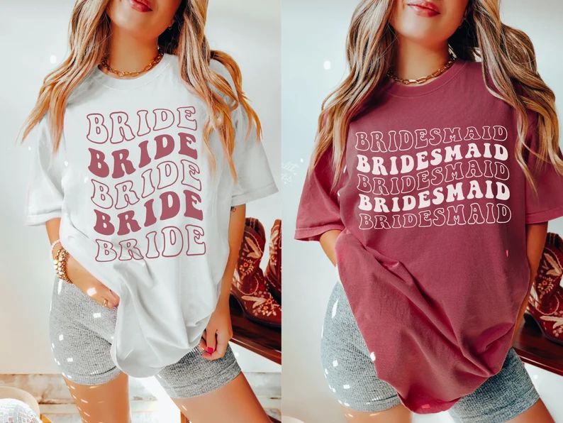 Retro Bride Bridesmaid Shirts Groovy Bachelorette Comfort Colors Oversized Bride Tshirt Bridal Pa... | Etsy (US)