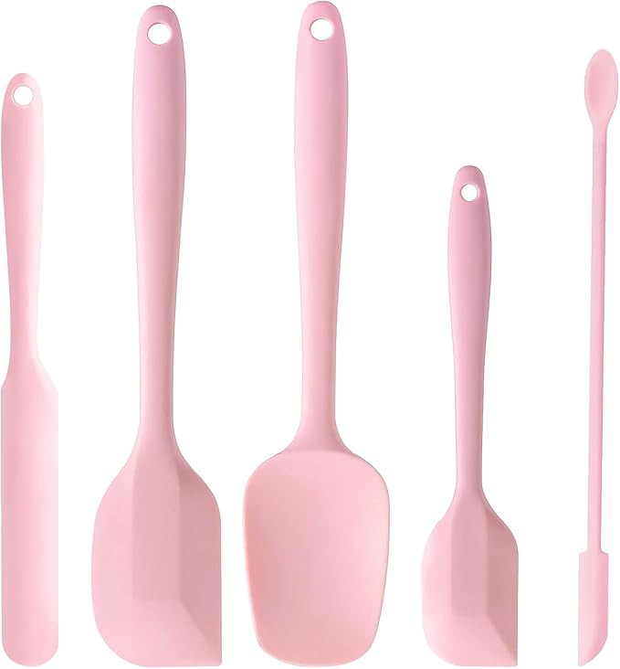 5 Piece Pink Silicone Spatula Set, Heat Resistant Rubber Spatulas Set, Silicone Kitchen Utensils ... | Amazon (US)