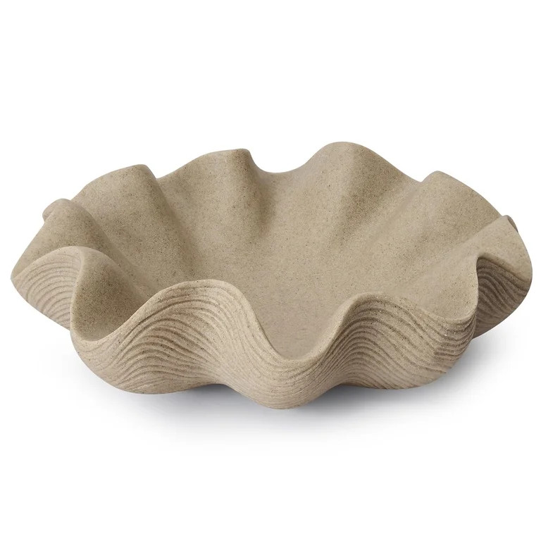 Scalloped Decorative Bowl Home Decor - 12.6" Modern Handicraft Large Shell Ruffle Decorative Frui... | Walmart (US)
