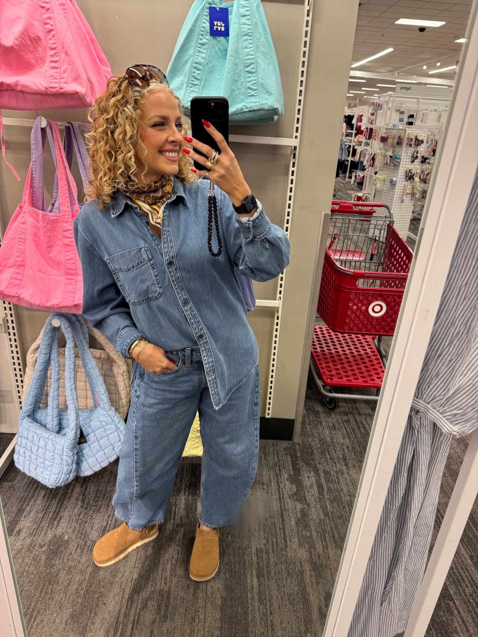 Denim on denim. Birthday outfit. Canadian tuxedo. Abercrombie jeans target denim shirt and ugg clogs 

#LTKFindsUnder100 #LTKOver40 #LTKootd