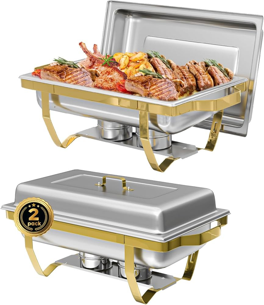IMACONE Chafing Dish Buffet Sets of 2, 8QT Stainless Steel Rectangular Chafers and Buffet Warmer ... | Amazon (US)