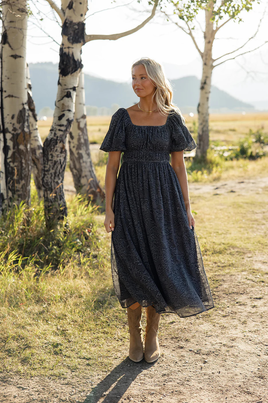 Dark Side Of The Moon Square Neck Maxi | Roolee