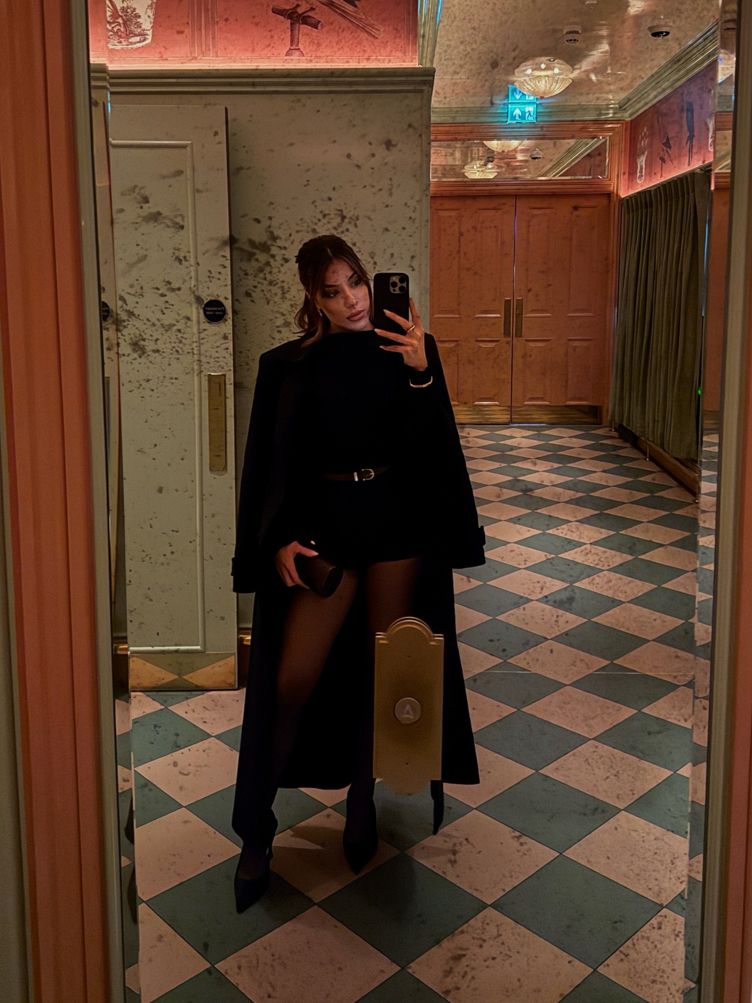 after hours outfit 🍷
For reference I am 5’2 and normally wear a size 6 or XS 
Shorts - XS (from because of Alice)
Top - S
Tights - XS
Coat - XS 

#LTKwinter #LTKworkwear #LTKpartywear