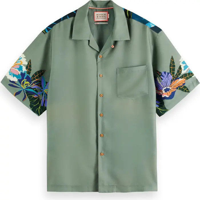 Trim Fit Tennis Print Short Sleeve Button-Up Camp Shirt | Nordstrom