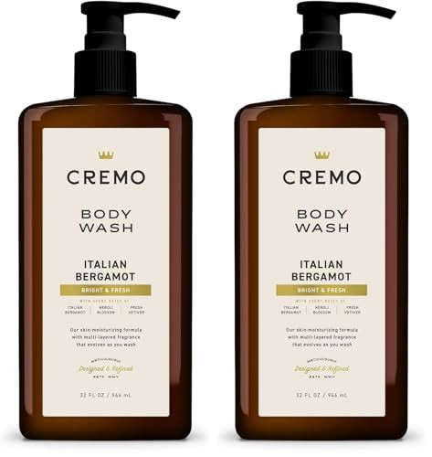 Cremo Rich-Lathering Italian Bergamot Body Wash for Men,Notes of Italian Bergamot,Neroli Blossom,and Fresh Vetiver,32 Fl Oz,(Pack of 2) | Amazon (US)