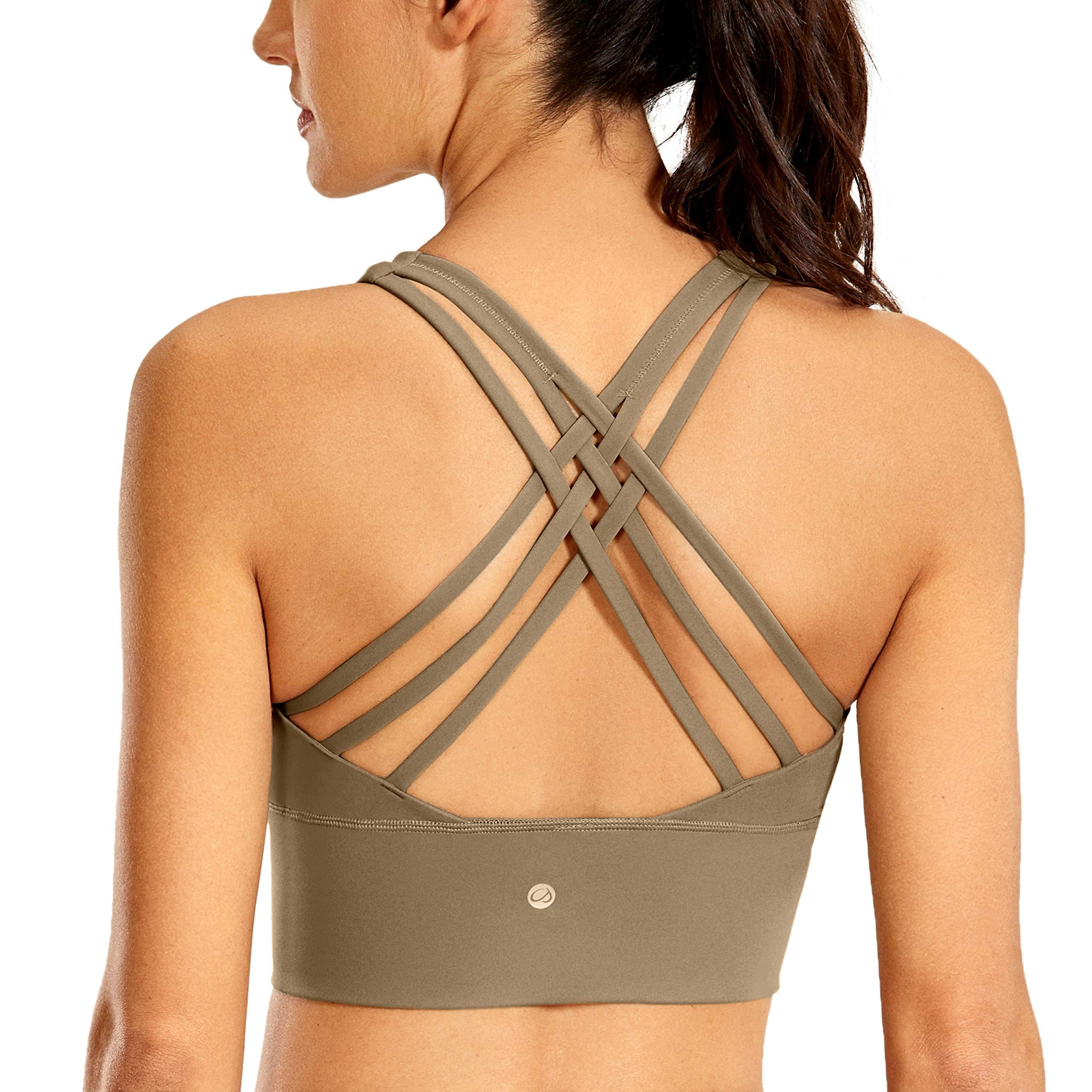 CRZ YOGA Women's Longline Strappy Sports Bras for Women Wirefree Padded Yoga Bras Tops | Amazon (US)