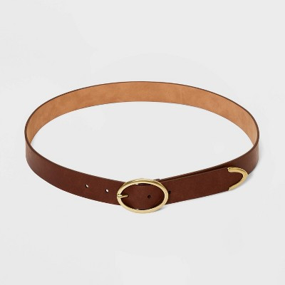 Women's Oval Center Bar Belt - Universal Thread™ Cognac M | Target