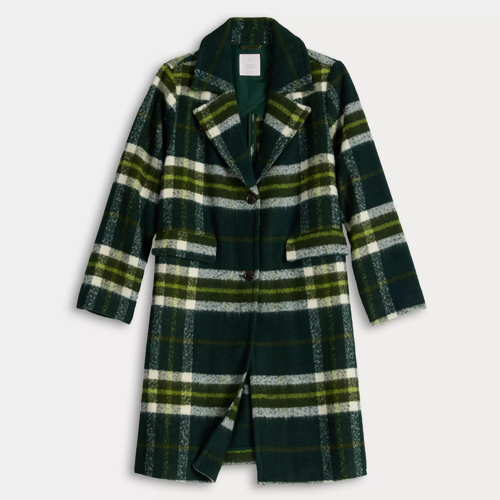 Women's LC Lauren Conrad Long Plaid Overcoat, Size: XL, Red Dream | Kohl's