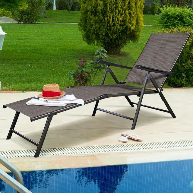 Costway Pool Chaise Lounge Chair Recliner Outdoor Patio Furniture Adjustable | Walmart (US)