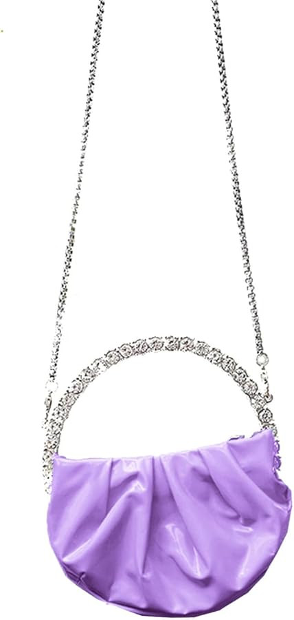 Fashion for Handle Evening Bag Half Moon Round Dinner Purse Wedding Party Chain Shoulder Bags | Amazon (US)