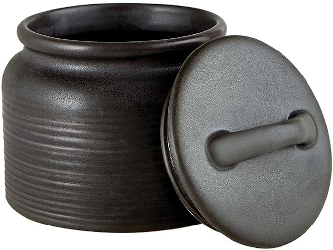 47th & Main Stoneware Countertop Kitchen Canister with Lid, Large, Black | Amazon (US)