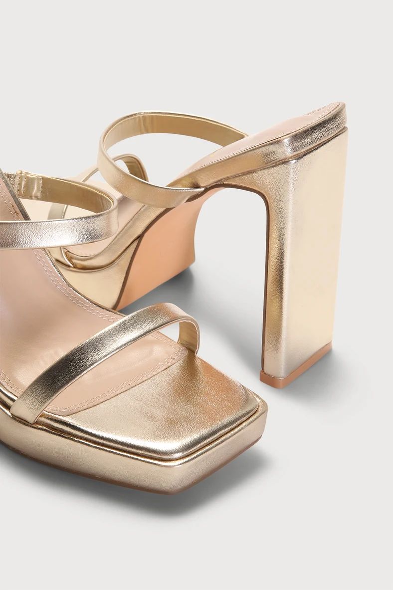 Fausee Gold Metallic Square Toe Platform Slide Sandals | Lulus