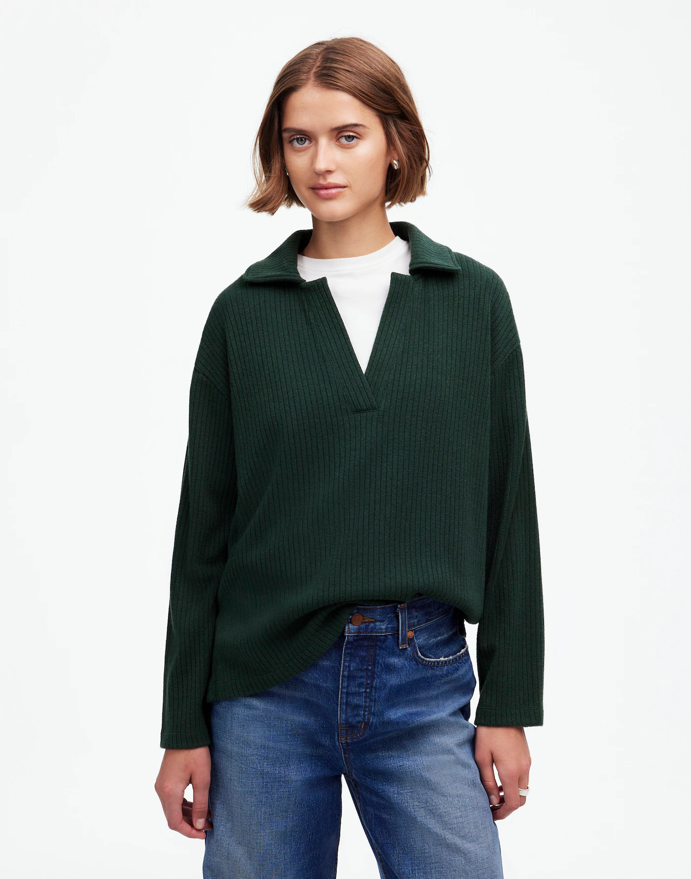 Relaxed Long-Sleeve Polo Tee | Madewell | Madewell