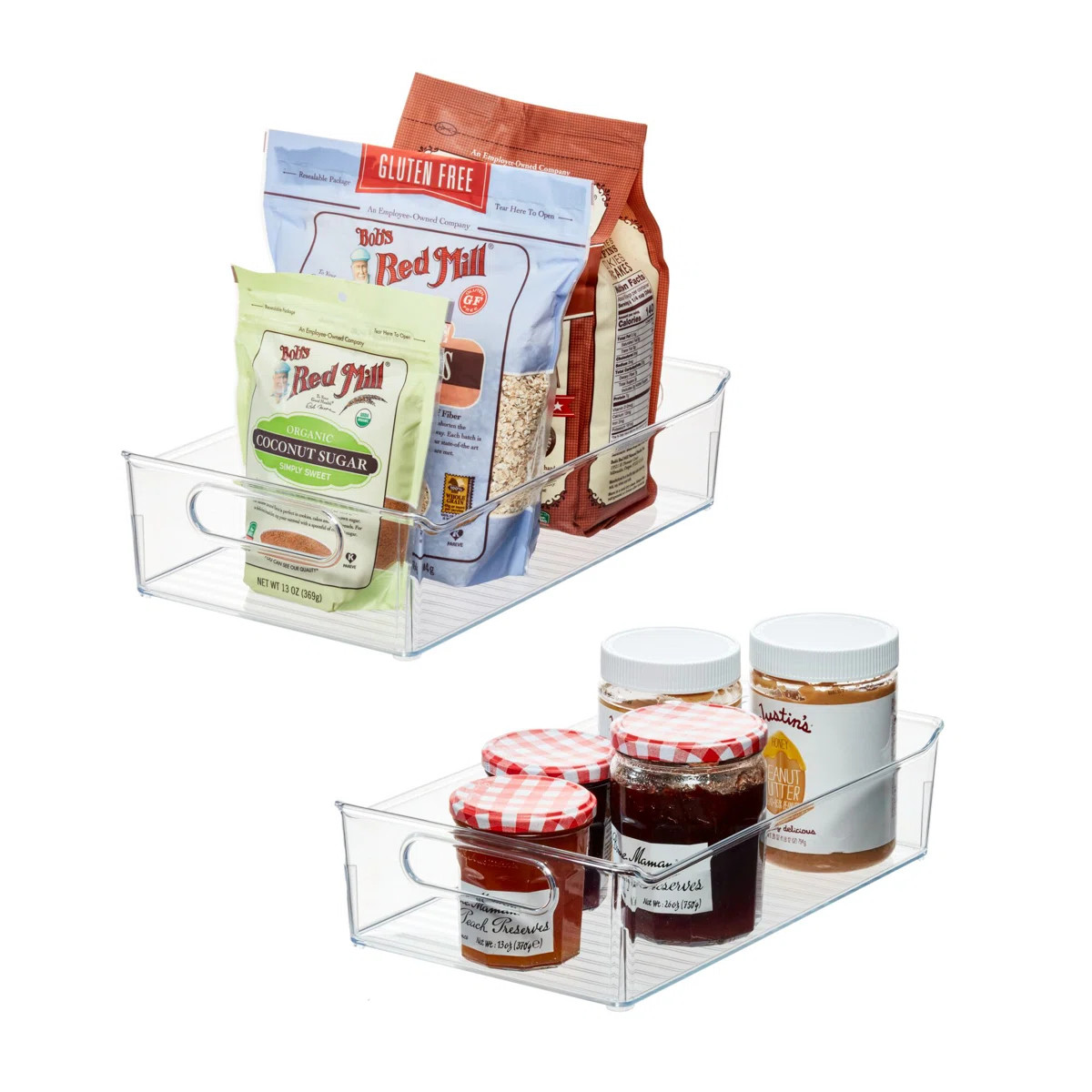 iDesign Recycled Plastic Pantry Storage Organizer Bin with Handles, Set of 2, Clear Bins (Set of ... | Wayfair North America