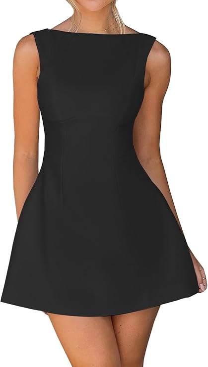 OWIN Women’s Summer Casual Boat Neck Sleeveless Elegant Flared A Line Swing Club Cocktail Party... | Amazon (US)