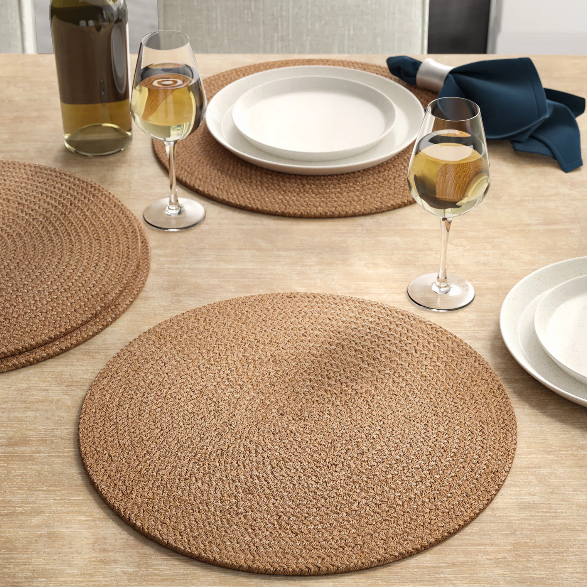 Khaja Jute Solid Colour Round Placemat (Set of 4) | Wayfair North America