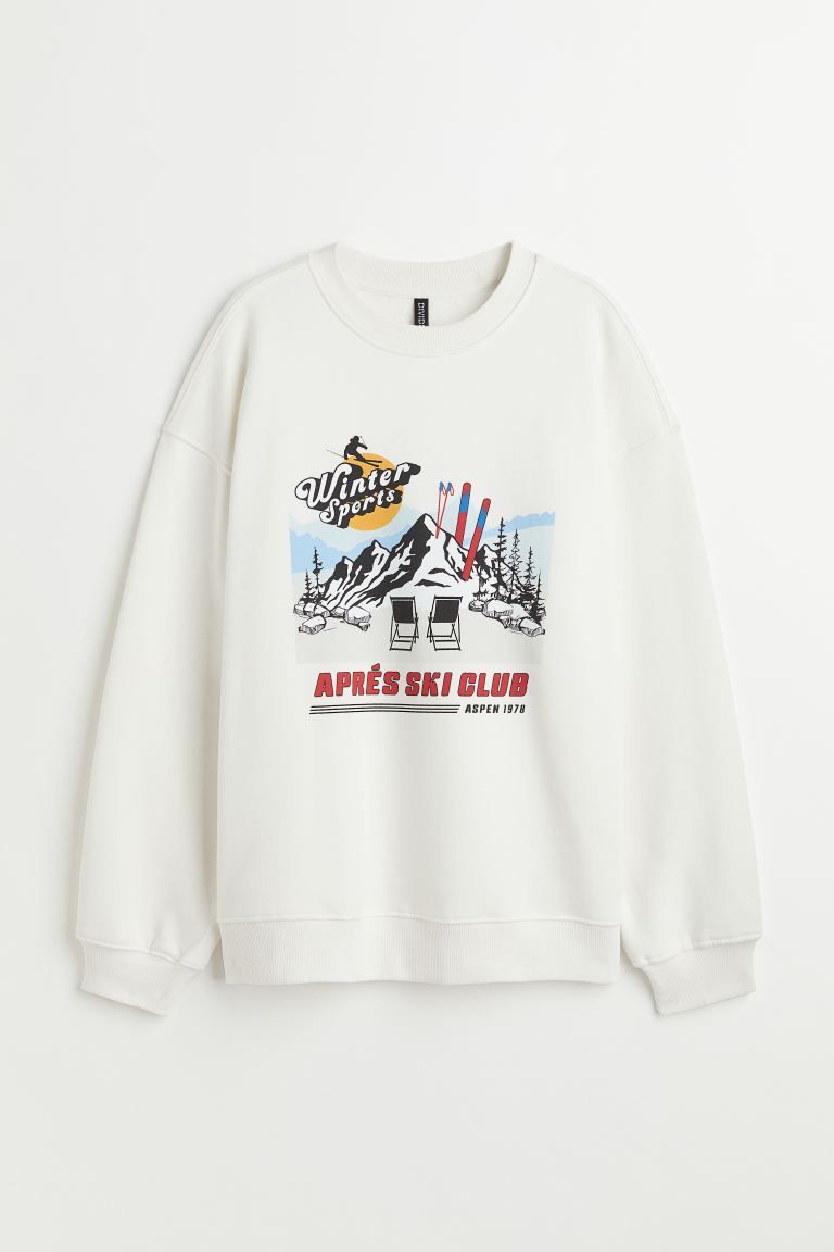 Printed Sweatshirt - White/Aprés Ski Club - Ladies | H&M US | H&M (US + CA)