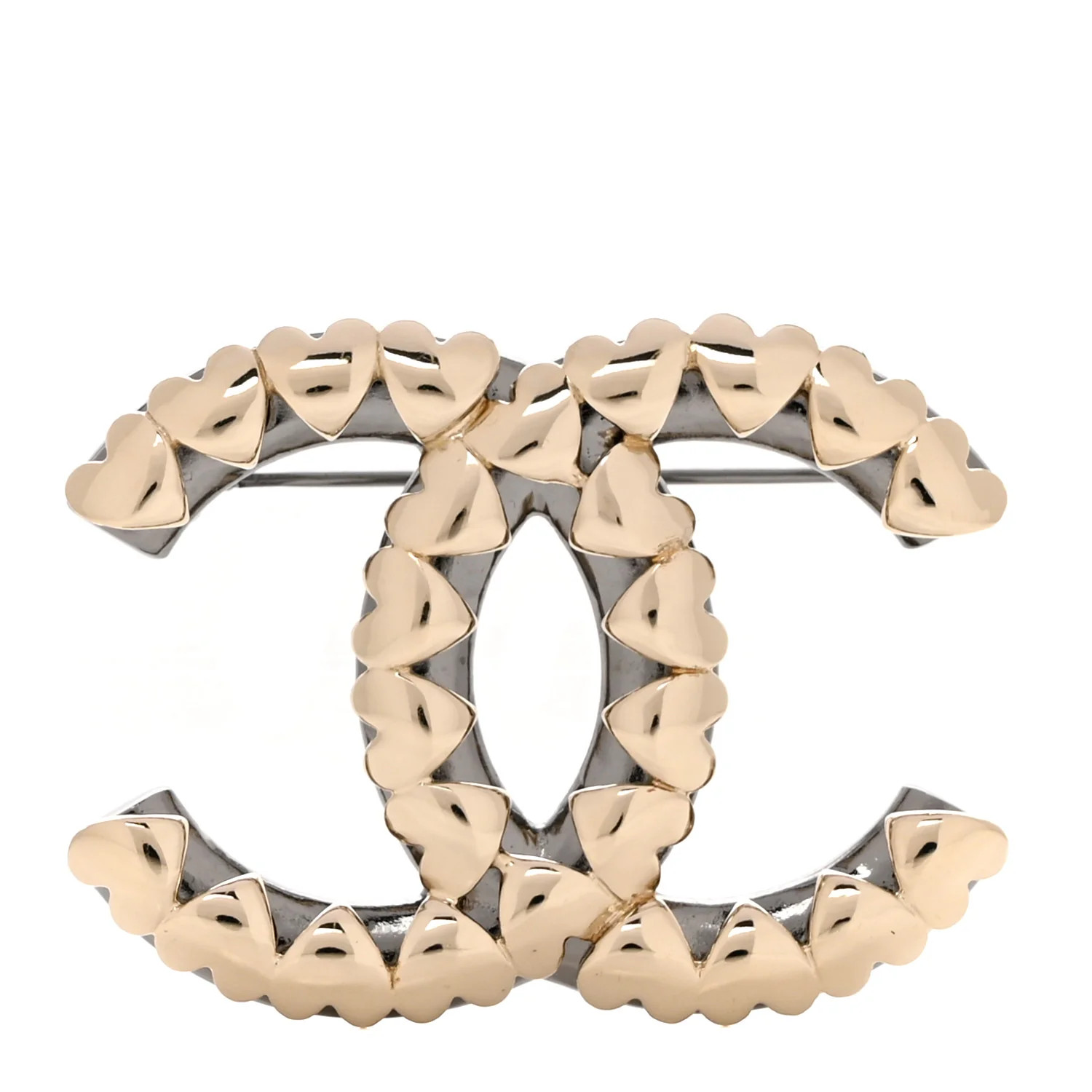 Metal Ruthenium CC Heart Brooch Gold | FASHIONPHILE (US)