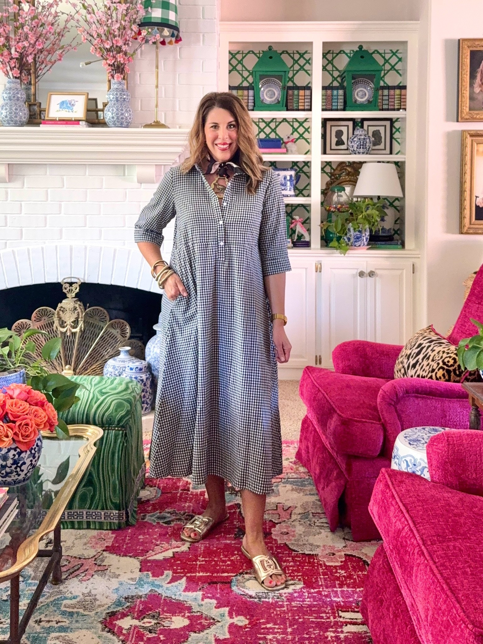 Cotton gingham shirt dress with pockets. Ditch the belt that comes with it and add your own or wear it loose.

#LTKootd #LTKOver40 #LTKWorkwear