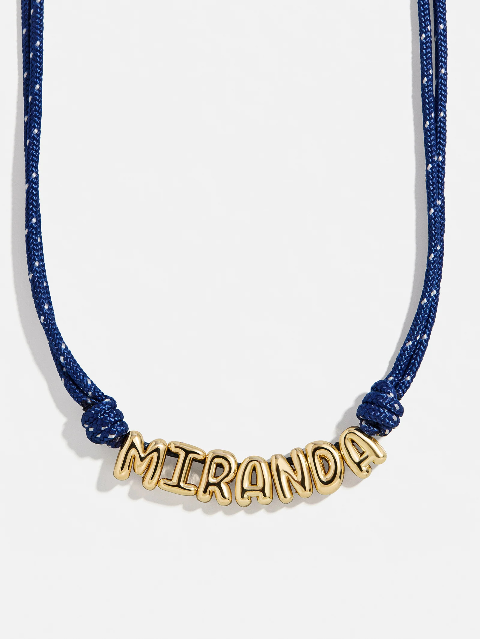 Bubble Letter Custom Paracord Necklace - Navy/White | BaubleBar