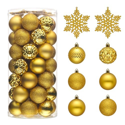 Valery Madelyn Christmas Tree Decorations Ornament Set, 50ct 2 Inches Gold Shatterproof Christmas Ball Ornaments Hanging Xmas Holiday Party Decor | Amazon (US)