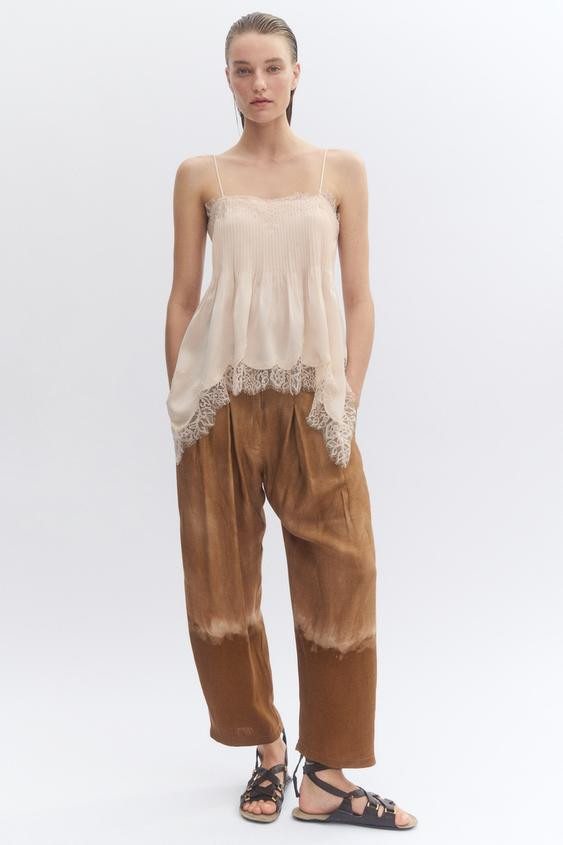 Zara - Zw Collection Lace Camisole Top - Mid-Ecru - S - Woman | Zara US