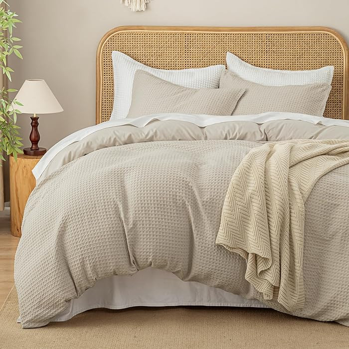 David's Home Waffle Weave Duvet Cover Set King Size,Soft Breathable 3pcs Comforter Cover Set with... | Amazon (US)