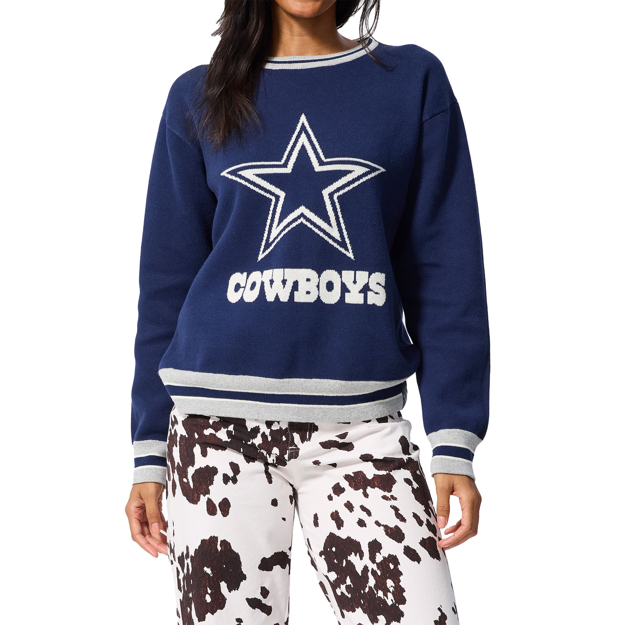 Unisex Terez Navy Dallas Cowboys Logo Crew Neck Sweater | Fanatics