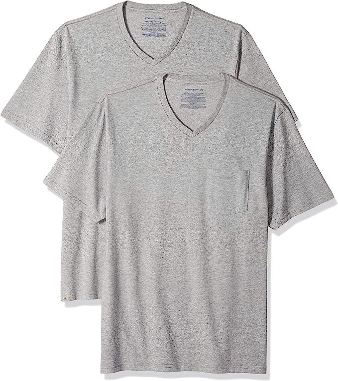 Amazon Essentials Men's 2-Pack Loose-Fit Short-Sleeve V-Neck Pocket T-Shirt | Amazon (US)