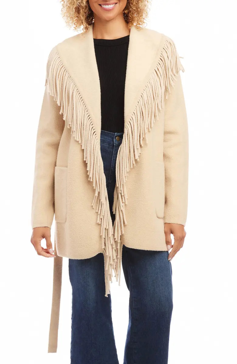 Karen Kane Fringe Belted Longline Jacket | Nordstrom | Nordstrom