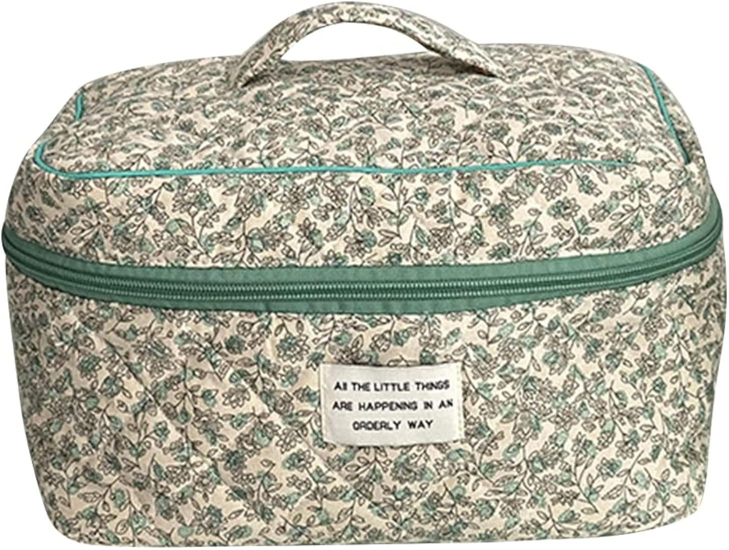 HAUTHE Cotton Makeup Bag Large Travel Cosmetic Bag Aesthetic Cosmetic Bag Large Travel Makeup Org... | Amazon (US)